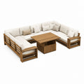 Gartenlounge-Set U-Form aus Akazienholz Braun mit cremeweißen Polyesterpolstern 320 x 260 x 76 cm