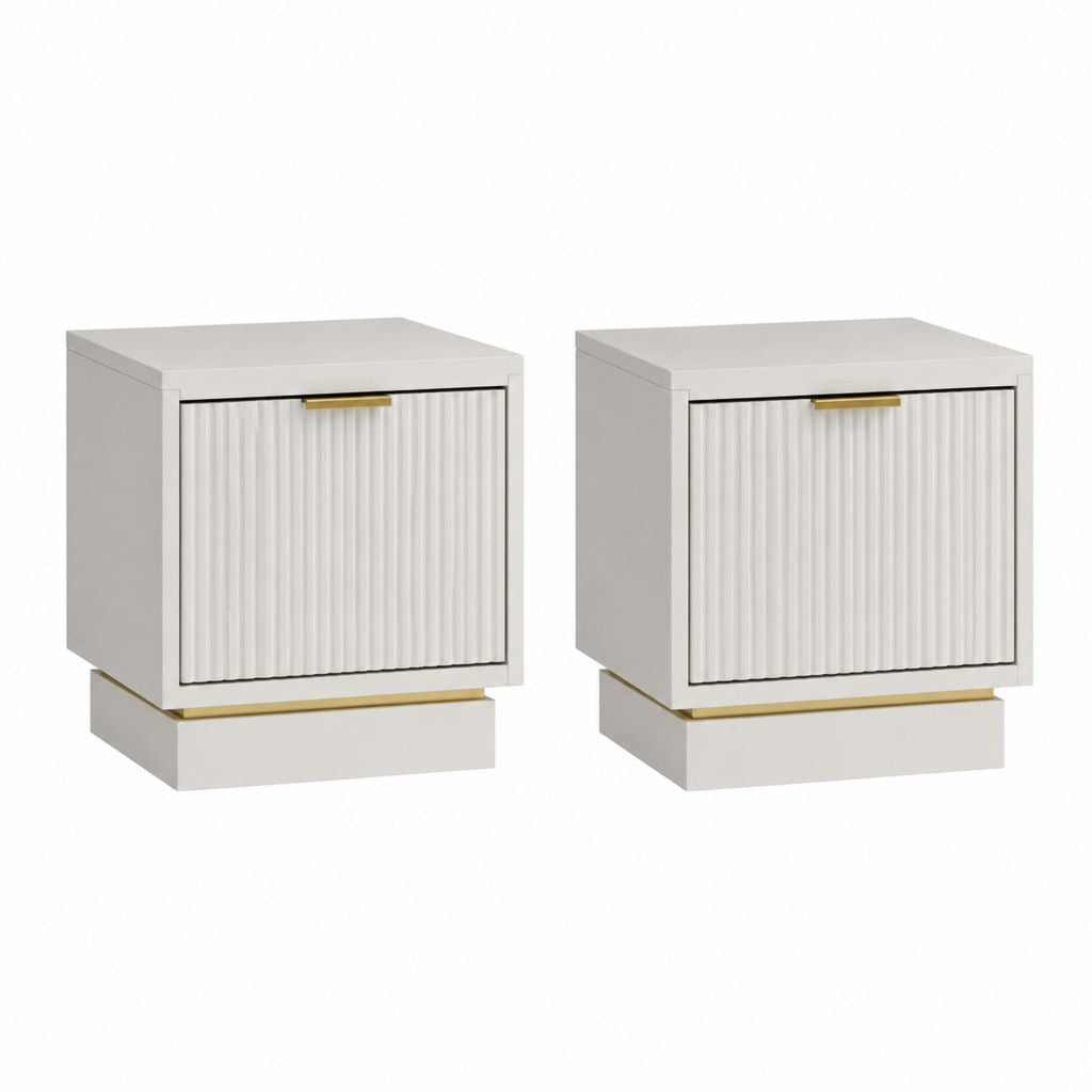 Nachttisch 2er Set Weiß MDF rechteckig 45 x 40 x 55 cm