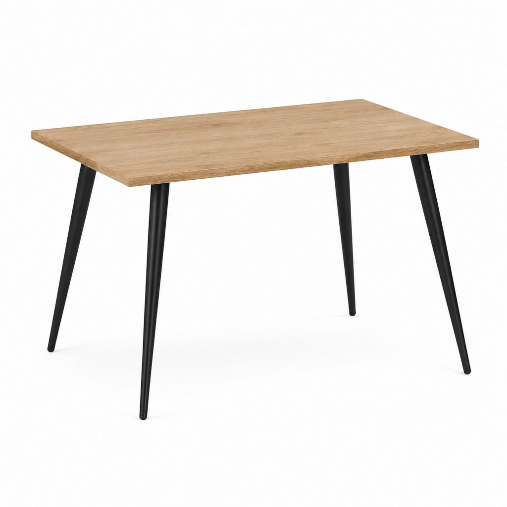 Esstisch rechteckig Eicheoptik Spanplatte Stahl Schwarz 120 x 80 x 75 cm