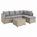 5-teiliges Gartenlounge Set Beige Grau aus PE-Rattan mit Polyesterkissen 245 x 175 x 65 cm