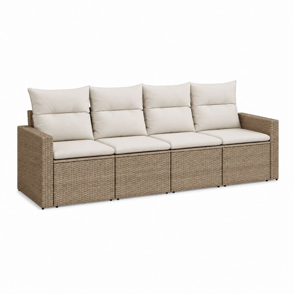 4-Sitzer Gartensofa Beige PE-Rattan Aluminium Rechteckig 280 x 75 x 85 cm