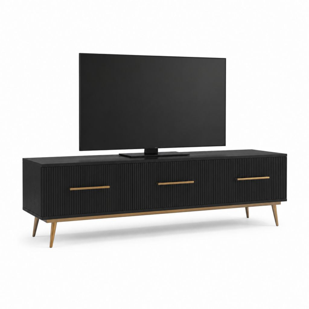TV-Lowboard Schwarz MDF Rechteckig 180 x 40 x 55 cm
