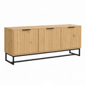 TV Lowboard Eichefarben mit 3 Türen und Stahlgestell 160 x 40 x 75 cm