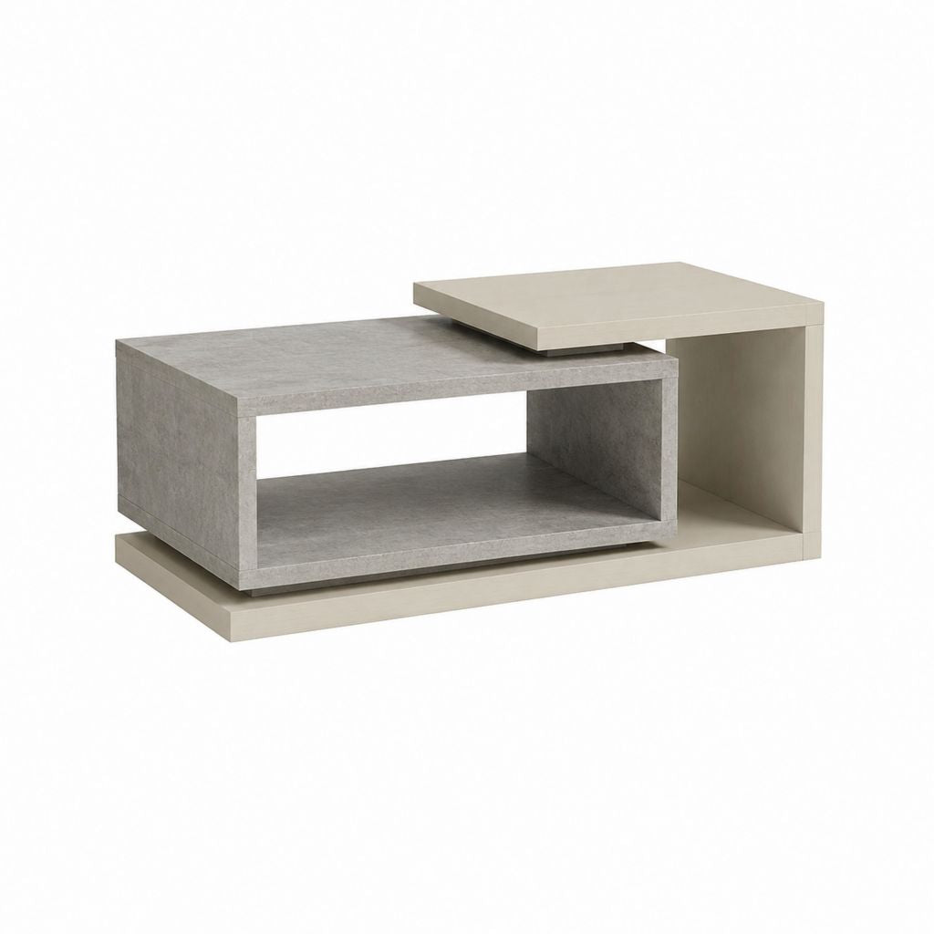 Couchtisch rechteckig Grau Beige aus MDF mit Melaminbeschichtung 100 x 60 x 40 cm