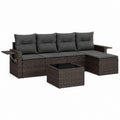 Gartenlounge Set 4-teilig L-Form dunkelbraun PE-Rattan Stahl mit grauen Polyesterkissen 210 x 140 x 63 cm