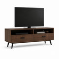 TV Lowboard Walnussoptik MDF rechteckig mit 2 Türen und 2 offenen Fächern 160 x 40 x 55 cm