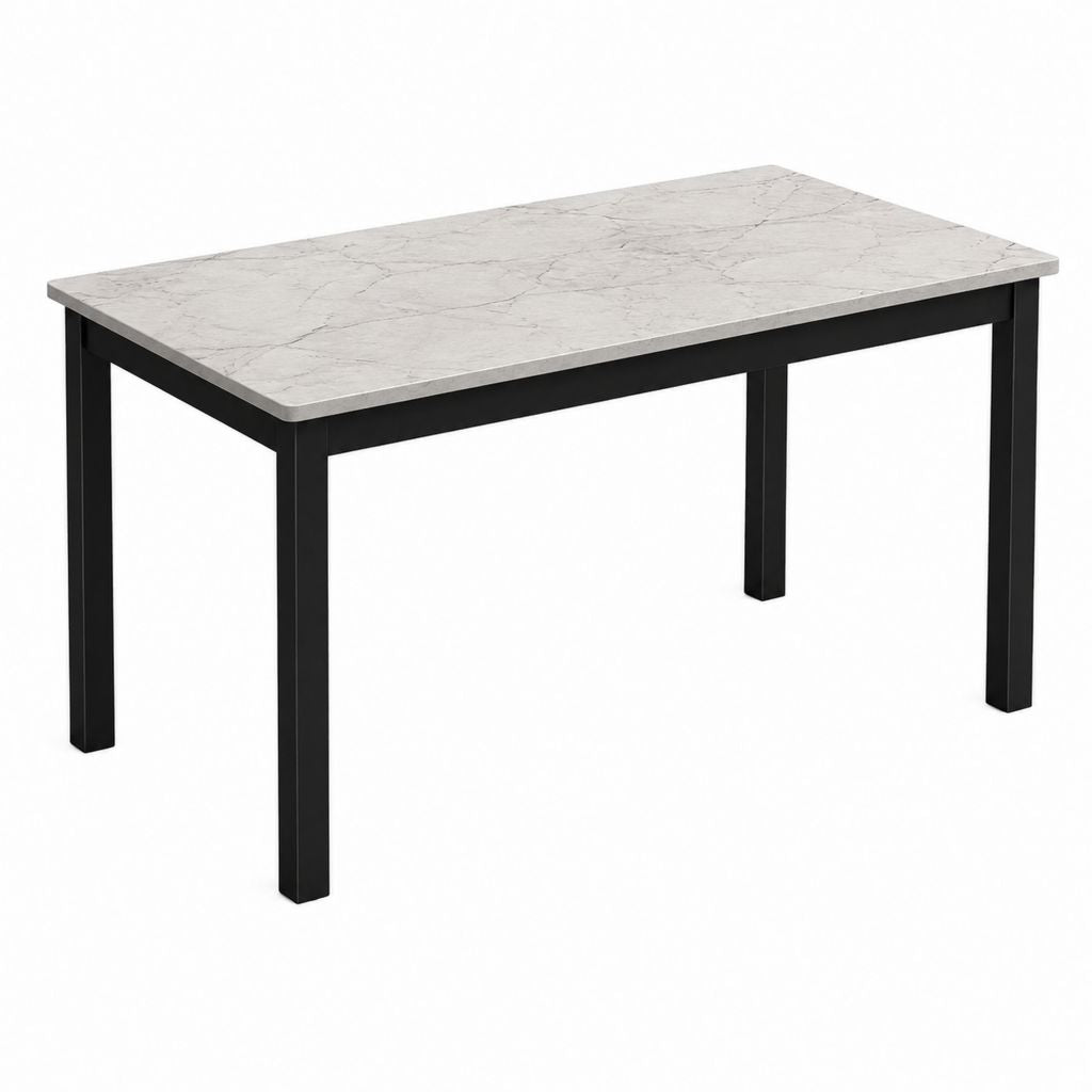 Esstisch Marmoroptik Weiß Schwarz MDF Stahl rechteckig 120 x 70 x 75 cm